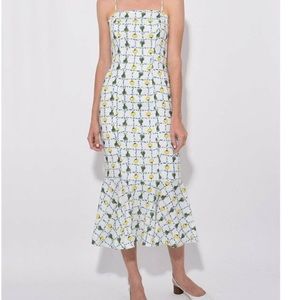 STAUD Lychee White Ivory Crudite Linen dress